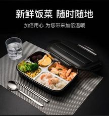 【韓式 LUNCH BOX 】 SUS 304 不鏽鋼保溫4分格餐盒【贈筷子/湯匙1組】