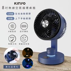 【KINYO】8吋充插兩用DC扇/循環扇/電風扇/USB風扇(UF-7185)自動擺頭/LED/易拆
