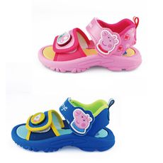 【鞋子部落】 兒童涼鞋 電燈涼鞋 佩佩豬 喬治豬 PG4533-粉/藍 (共二色)