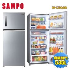 【SAMPO 聲寶】535公升一級能效極光鈦鋼板系列變頻雙門冰箱SR-C53D(S9)~含拆箱定位