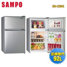 【SAMPO 聲寶】92公升一級能效定頻雙門冰箱SR-C09G~含拆箱定位