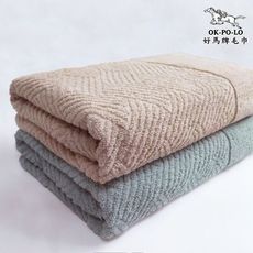 【OKPOLO】台灣製造厚磅希爾頓紋浴巾-4條入(綠青瓷*2+厚奶茶*2)