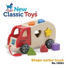 【荷蘭 New classic toys】寶寶木製幾何積木車 10564