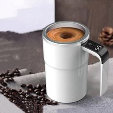 自動顯溫攪拌杯 電動咖啡杯咖啡杯 攪拌杯 磁力攪拌 馬克杯 不鏽鋼杯 禮物杯 麥片杯 咖啡攪拌