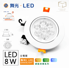 凱得米｜Dancelight 舞光 微笑 LED 投射崁燈 開孔9公分 8W 白6000K 黃300