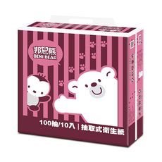 BeniBear邦尼熊復古酒紅條紋抽取式衛生紙100抽10包6袋