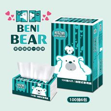 BeniBear邦尼熊復古Tiffany藍條紋抽取式家用紙100抽6包8袋