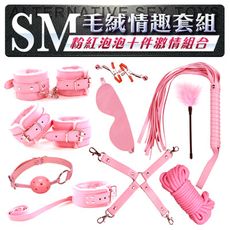 ♥Venus精品♥ 贈跳-束缚十件組-粉 手銬 眼罩 皮鞭  綑綁 束缚 趣 另類玩具 情趣用品