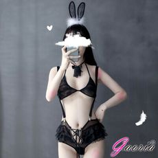 ♥Venus精品♥【Gaoria】兔女郎 性感蛋糕蕾絲 吊帶短褲套裝 黑情趣用品