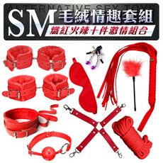 ♥Venus精品♥ 贈跳-束缚十件組-紅 手銬 眼罩 皮鞭  綑綁 束缚 趣 另類玩具 情趣用品