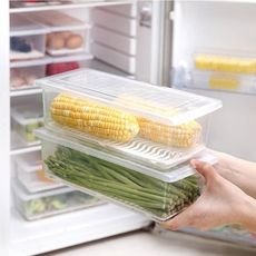 長型冰箱保鮮盒 廚房 冰箱 瀝水 塑料 水果盒 食品 密封 冷凍 收納盒 大號 多功能 儲物