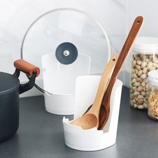 湯勺鍋蓋收納筒 創意 廚房 置物架 多功能 塑料 鍋蓋架 放鍋蓋 收納架 湯勺 整理 免打孔