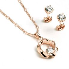 DUKEDOM【擁心】玫瑰金晶鑽項鍊 送同款造型耳環