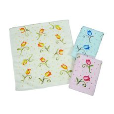 臻品-圓點鬱金香印花毛巾(打裝)