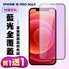 買一送一【IPhone 12 PRO MAX】 高清藍光保護貼保護膜 5D黑框藍光全覆蓋 鋼化玻璃膜