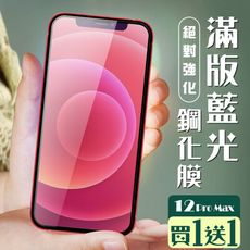 買一送一【IPhone 12 PRO MAX】 加硬加厚版 5D高清藍光 保護貼 保護膜 黑框藍光