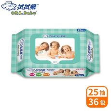 拭拭樂 嬰兒超純水柔濕巾25抽x36包-便利保濕蓋-箱購