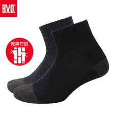 BVD1/2氣墊男襪10雙組(竹炭款)-B500