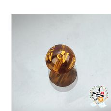 六字真言 黃晶 精雕金字10mm  配件1個【十方佛教文物】