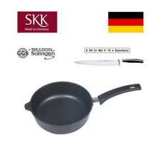 德國SKK  鑄造深平底鍋24cm+主廚刀20cm