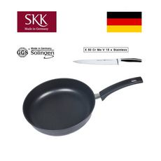 德國SKK  鑄造深平底鍋28cm+主廚刀20cm