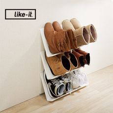 【日本like-it】可擴充斜取開放式3層鞋架/書架