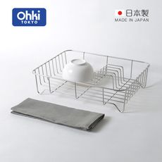 【日本大木金屬】Outline 日製究極鏤線18-8不鏽鋼餐具瀝水籃(附純棉麻吸水墊)