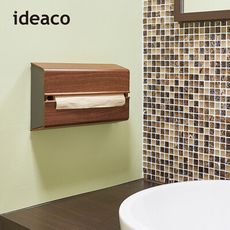 【日本 ideaco】胡桃木紋ABS壁掛/桌上兩用擦手紙架