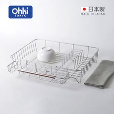 【日本大木金屬】Outline 日製究極鏤線18-8不鏽鋼加大型餐具瀝水籃(附筷架&吸水墊)