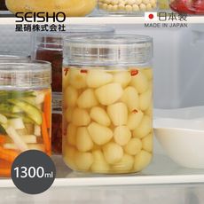 【日本星硝SEISHO】日製深型寬口徑清透玻璃儲物罐-1.3L