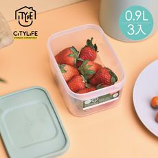 【新加坡CITYLIFE】奈米抗菌PP長方形保鮮盒-0.9L-3入