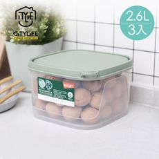 【新加坡CITYLIFE】奈米抗菌PP快掀式方形保鮮盒-2.6L-3入