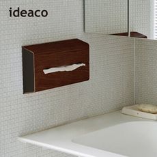 【日本 ideaco】胡桃木紋ABS壁掛/桌上兩用面紙架