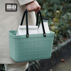 【日本霜山】復古仿亞麻布格紋萬用防水便攜手提籃-多色可選 (午餐袋/便當袋)