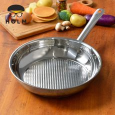 【丹麥HOLM】單柄耐磨不鏽鋼平底煎鍋-24cm