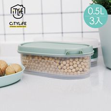 【新加坡CITYLIFE】奈米抗菌PP快掀式橢圓形保鮮盒-0.5L-3入