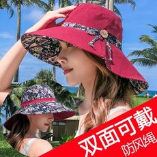 夏季女士太陽帽防曬遮陽帽子可雙面戴女夏天韓版潮防紫外線沙灘帽百搭