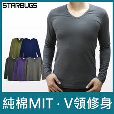 Starbugs男性時尚V領保暖衣(藍/紫/墨綠/淺灰/鐵灰)
