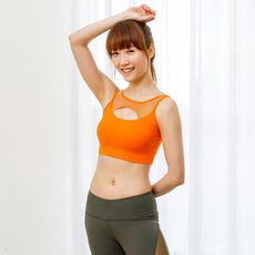 【NAMASTE】Cleo 網布美背運動內衣 - 桔橘