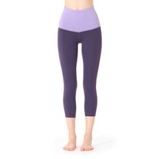 【NAMASTE】Kali 無縫雙色八分瑜珈褲 - 深紫
