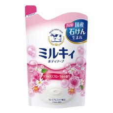 日本原裝進口 牛乳石鹼 牛乳精華沐浴乳補充包(玫瑰花香) 400ml