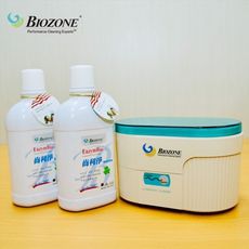 【美國百龍Biozone】超音波假牙清洗機600ml(內含兩瓶EnzymBio齒利淨酵素清潔液)