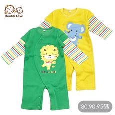 日本寶寶連身衣彩色袖子動物舖棉連身衣 80-95 保暖寶寶衣 包屁衣【GD0045】