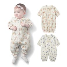 日本三層空氣棉女寶連身衣 新生兒服 保暖兔裝 寶寶衣 嬰兒用品(50-60)【GD0138】