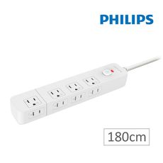 PHILIPS飛利浦】 5切8座隱藏式開關延長線 1.8M 白 CHP3780WA/96 CHP37