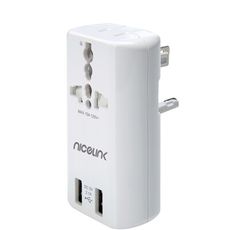 【NICELINK 耐司林克】雙USB3.1A萬國充電器轉接頭 旅行萬用轉接 US-T23A