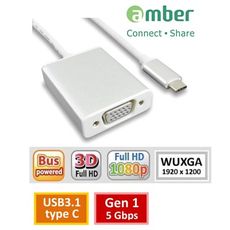 amber  USB 3.1 type C轉VGA訊號轉接線材 支援NEW Macbook
