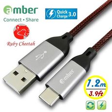 【京徹】amber 極強韌QC 3.0 USB Type-C 30V/3A快充線，抗拉扯-1.2公尺