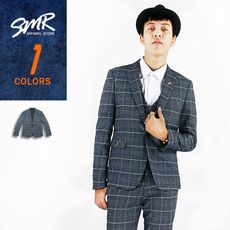 『SMR』韓格紋西裝外套-深灰色《004KR1368》