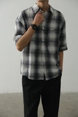 短襯衫-日系方格五分袖短襯《9995W8012》共1色『RFD』